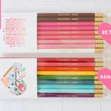 Personalized Teacher Appreciation Pencils: Custom Gold Foil Stamped Set of 9