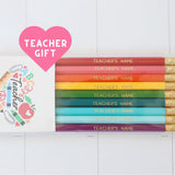 Personalized Teacher Appreciation Pencils: Custom Gold Foil Stamped Set of 9