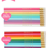 Set of 9 Personalized Gold Foil Stamped Pencils