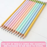 Set of 23 Personalized Back to School Pencils: Gold Foiled Stamped Pencils