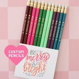 Holiday Custom Pencils Set – Custom Foil Stamped | Personalized Stocking Stuffer | Cute Christmas Gift | Personalized Gifts