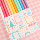 Set of 12 Custom Foil Stamped Pencils in Holiday Packaging