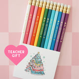 Teacher Holiday Pencils Set – Custom Foil Stamped | Personalized Stocking Stuffer | Cute Christmas Gift | Educator Gift