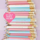 Personalized Gold Foil Golf Pencils: Custom Stamped Party Favors
